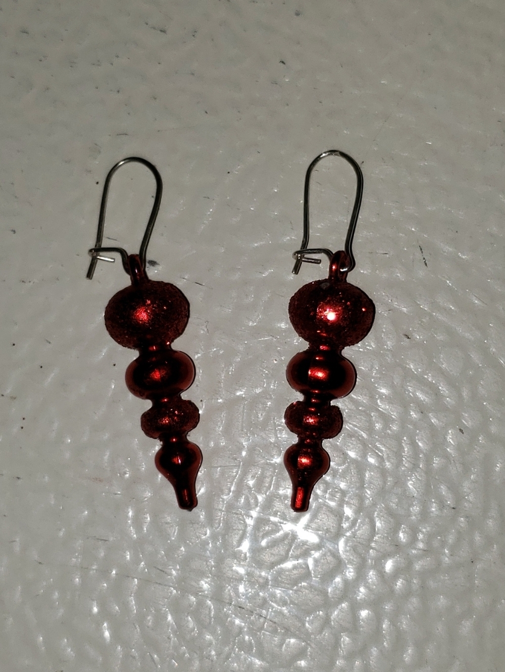 Shimmering Red Beaded Drop Earrings - Women Jewelry